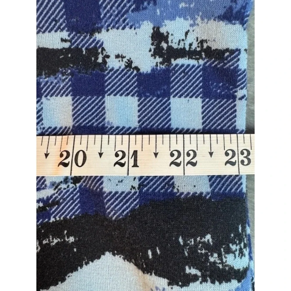 Adidas Hoodie Mens Medium Blue‎ Black Buffalo Plaid Camo Fleece Pullover Graphic